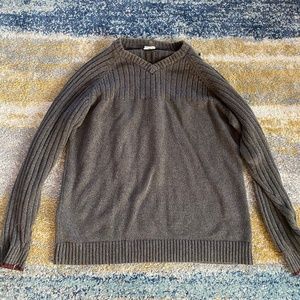 Columbia 100% Cotton Dark Olive Green Men's V neck Ribbed Sweater L